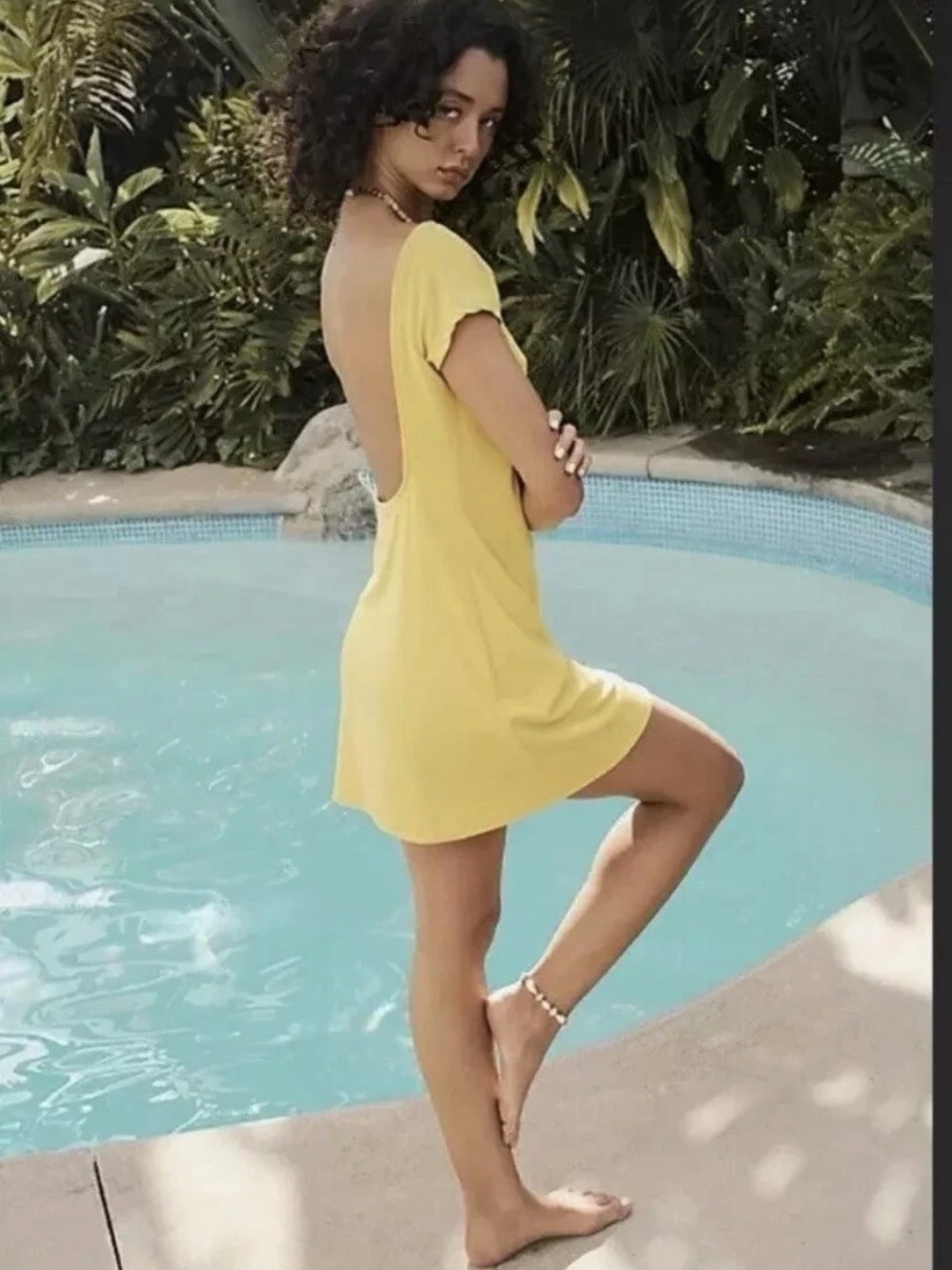 NWOT Free People Rosalia Low-Back Mini Yellow Size Large